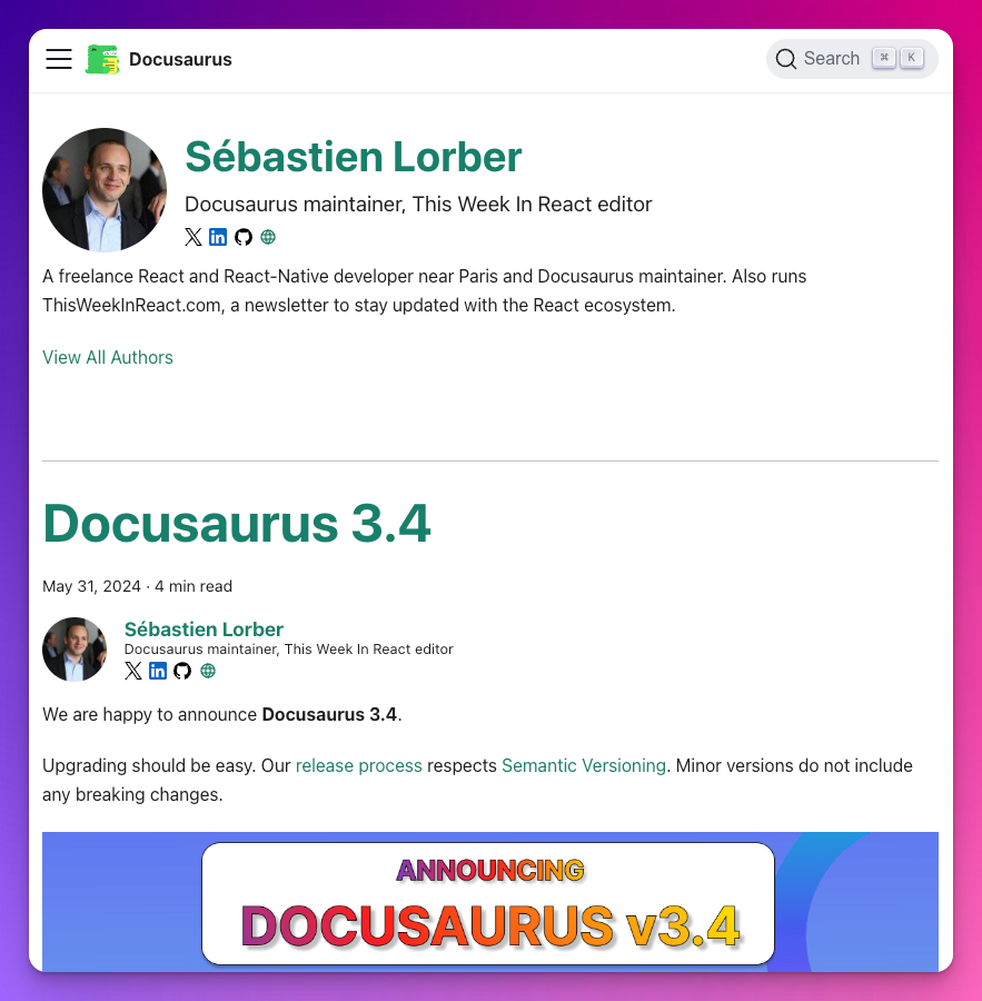 slorber 全局作者的作者页面屏幕截图